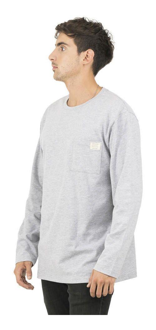 Polera Kivül Hombre Logo Manga Larga Reciclada Gris-1