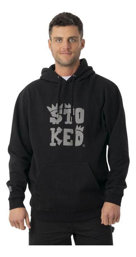 Polerón Stoked Hombre Logo Reciclado Negro-0