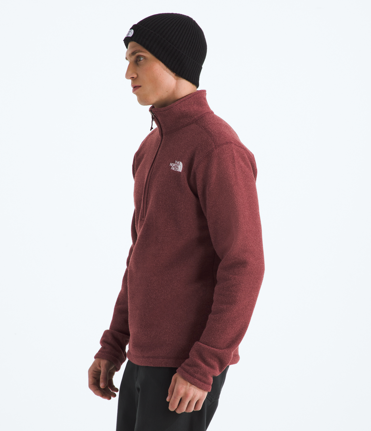 Polar Textured Cap Rock ¼ Zip Hombre Burdeo-4