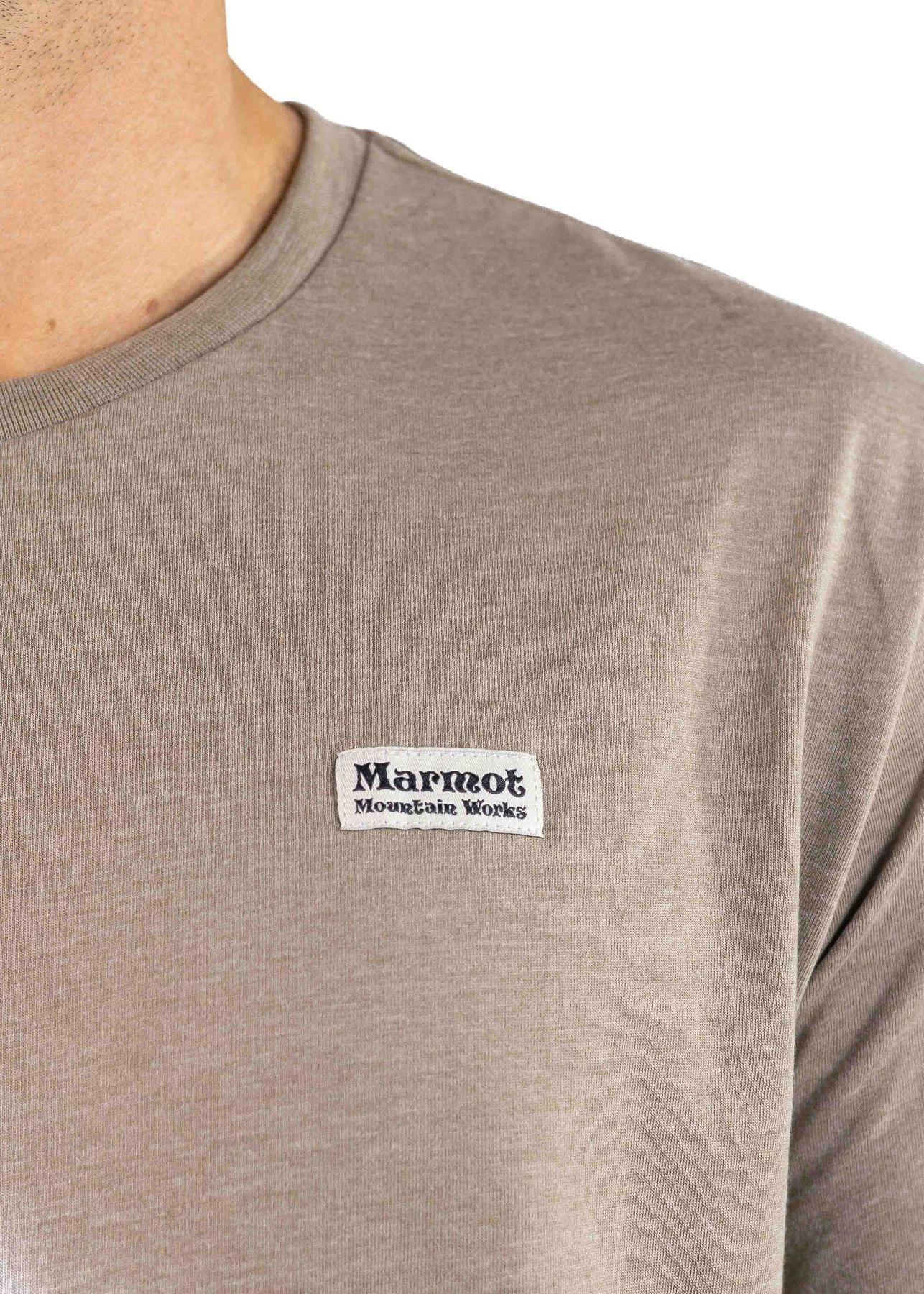 Polera Marmot Hombre Chest Vintage Label Tee Café-3
