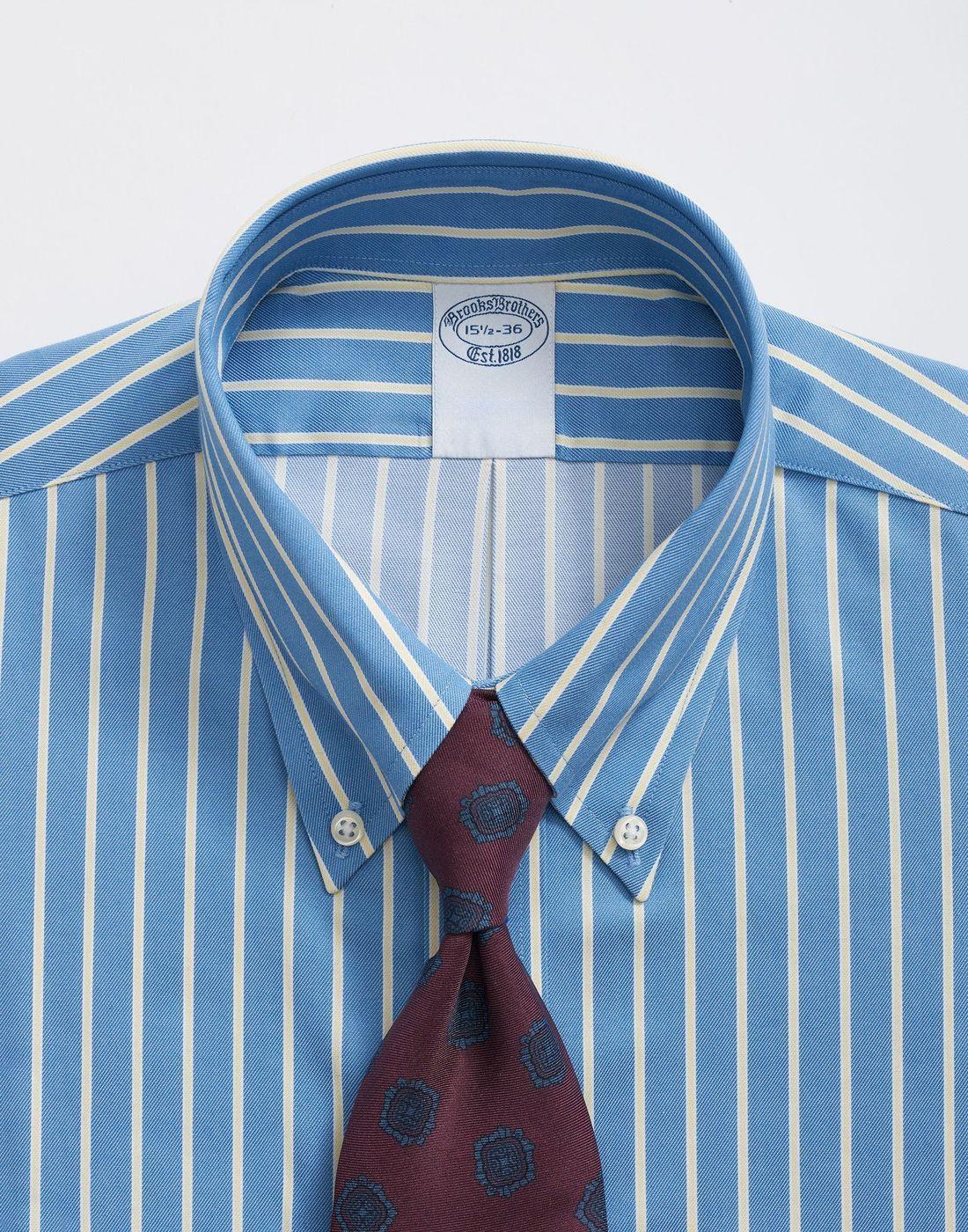 Camisa Brooks Brothers Hombre Ds Ni Stwl Pbd Reg - Dec Azul-1