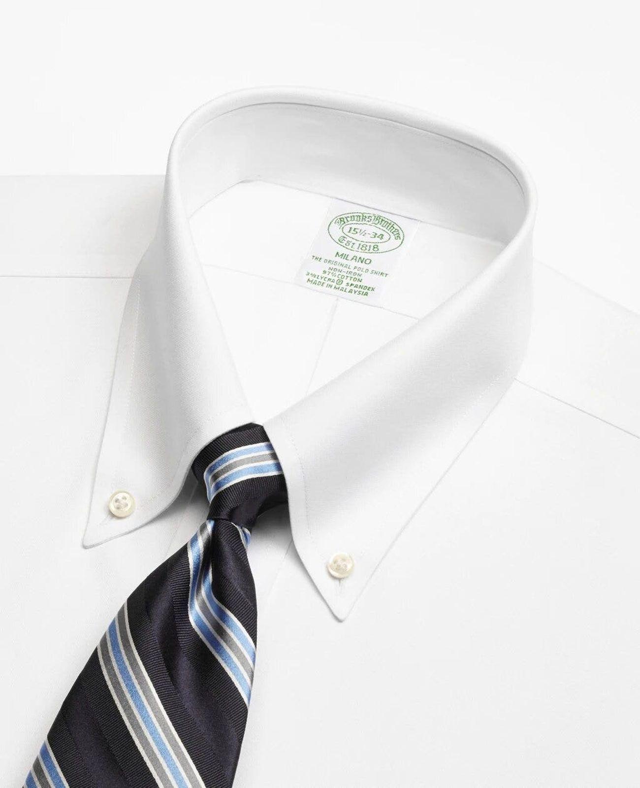 Camisa Stretch Slim-Fit Non-Iron Pinpoint Collar Blanco-3