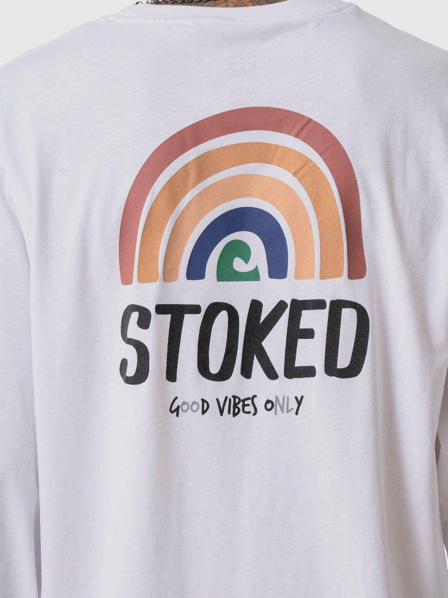 Polera Stoked Hombre Rainbow Ml Blanco-3