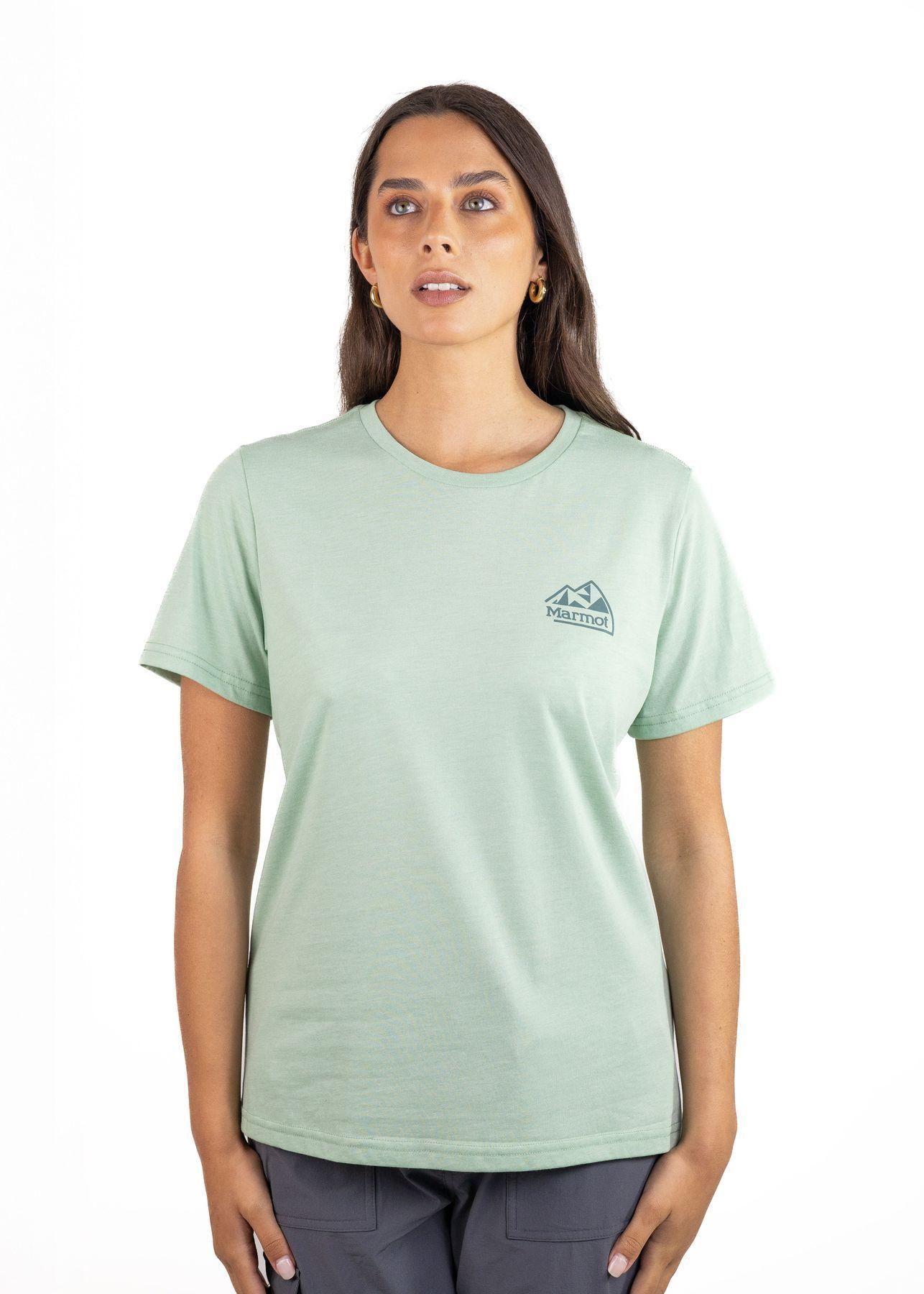 Polera Marmot Mujer Retro Logo Tee Verde-3