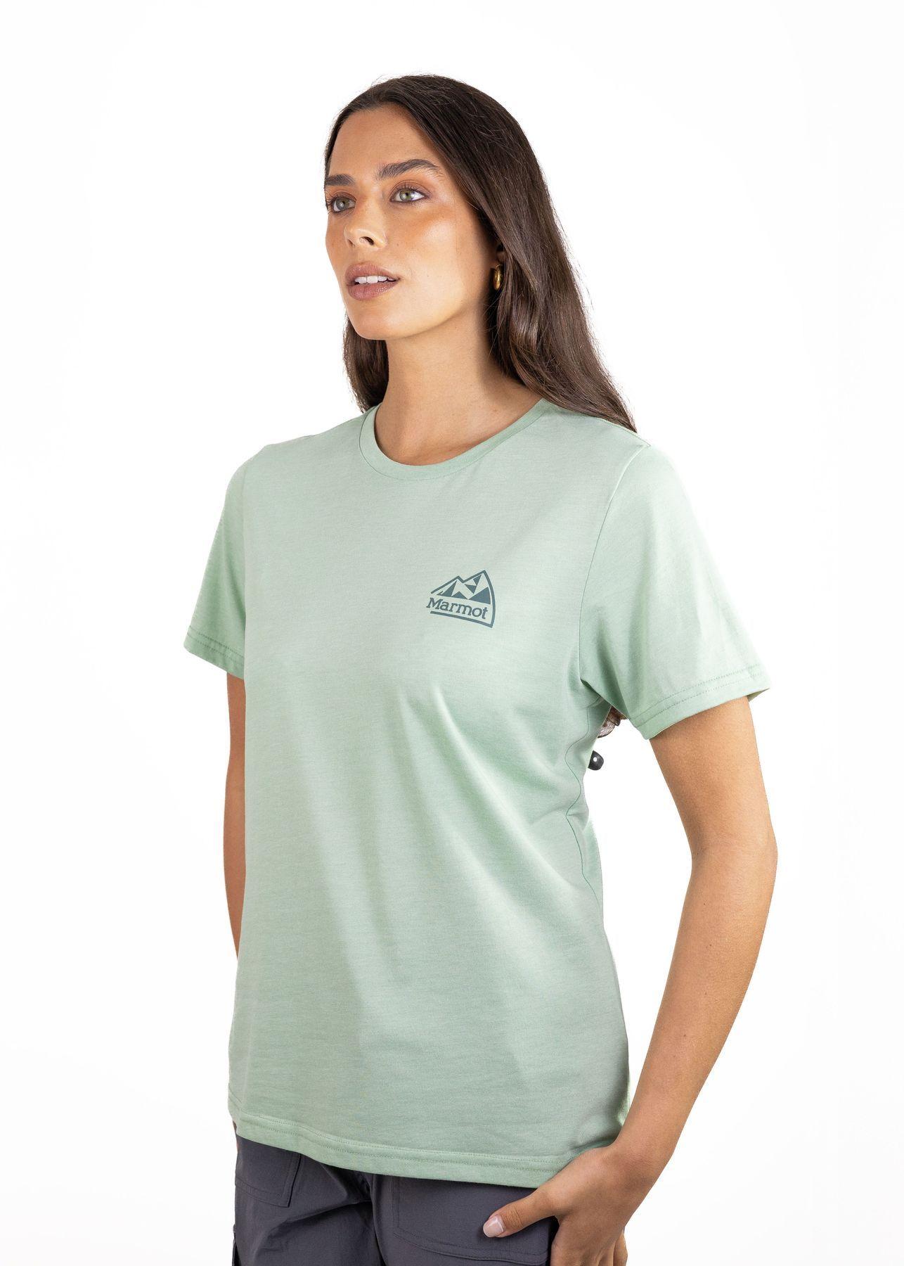 Polera Marmot Mujer Retro Logo Tee Verde-4