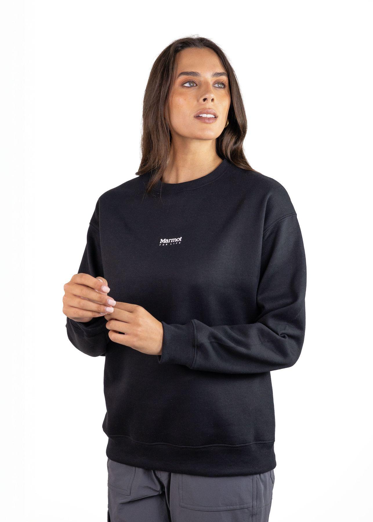 Polerón Marmot Mujer Mini Logo Crew Negro-3