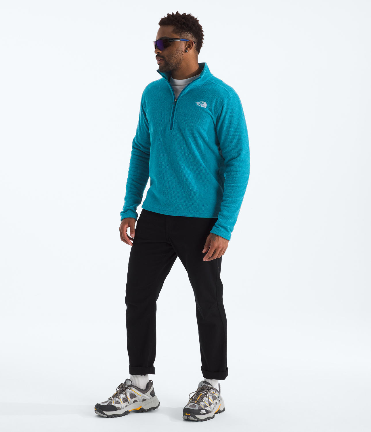 Polar Textured Cap Rock ¼ Zip Hombre Azul-2