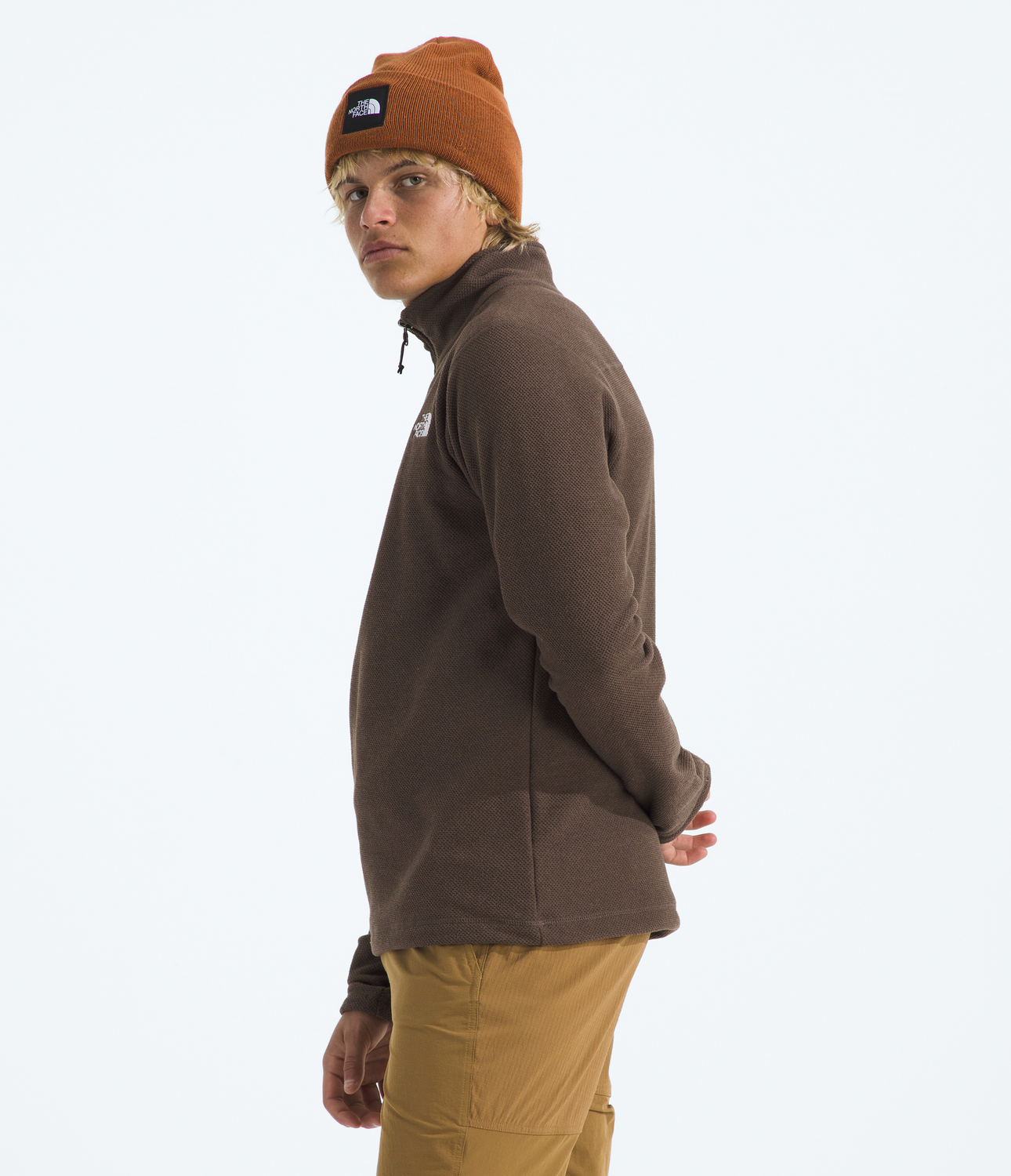 Polar Textured Cap Rock ¼ Zip Hombre Café-2