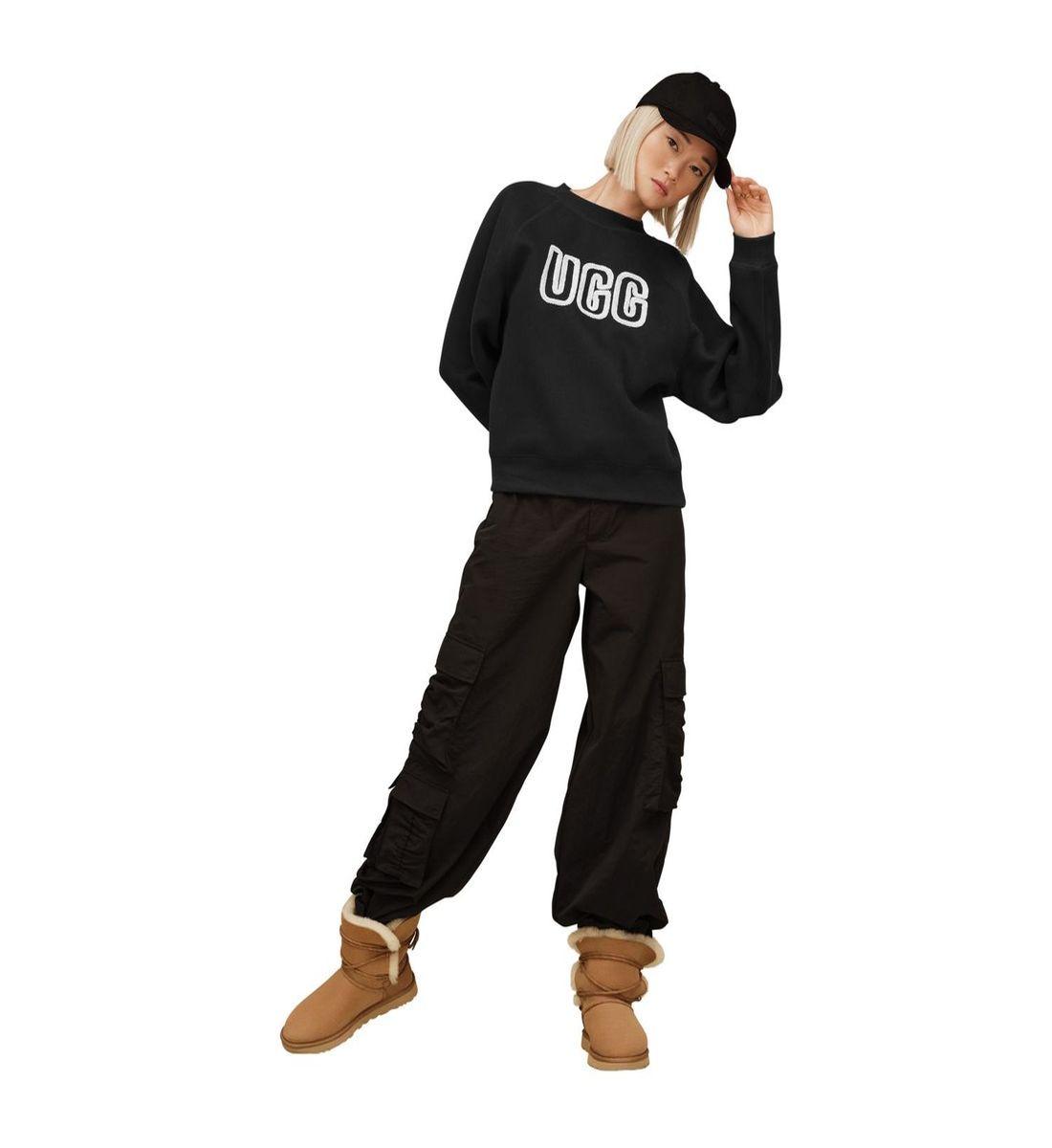 Poleron Ugg Mujer Ugg Logo Crewneck Negro-2