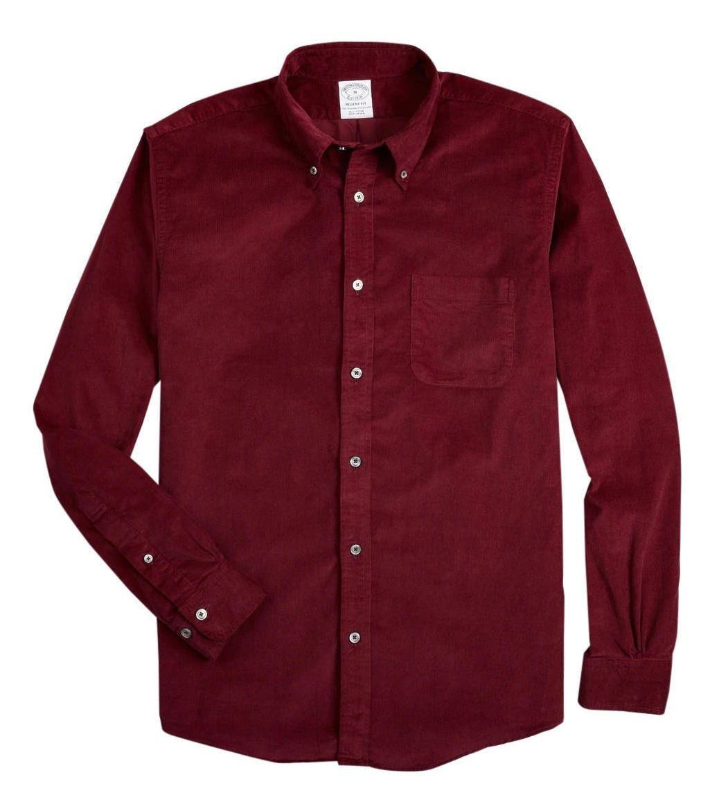 Camisa Brooks Brothers Hombre Regent Fit Garment-dyed Burdeo-0