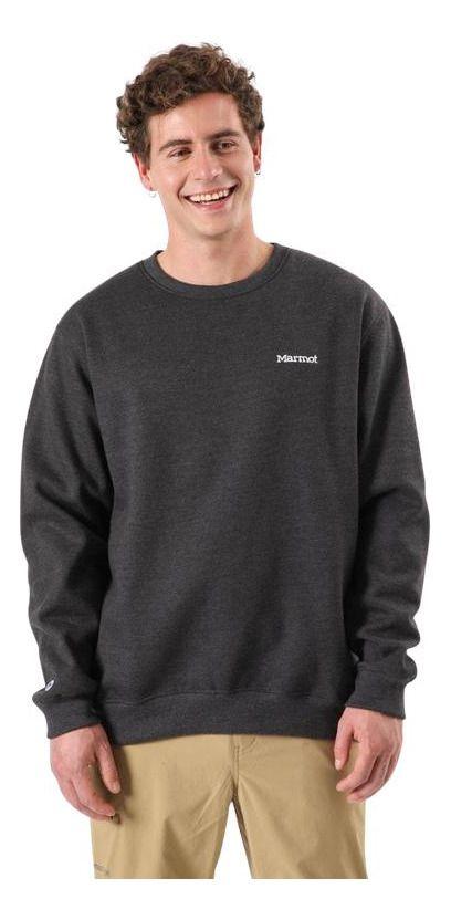 Polerón Marmot Hombre Chest Logo Crew MA1204 Gris-0