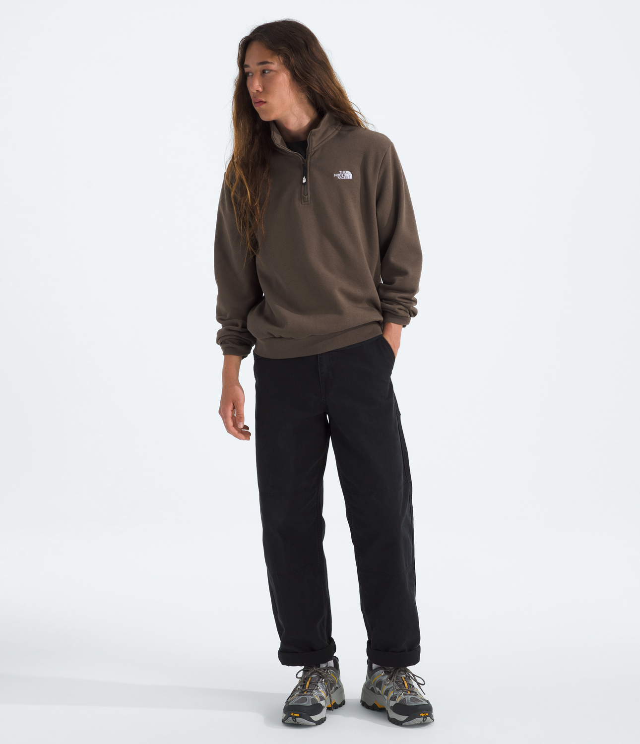 Poleron Evo Simple Dome 1/4 Zip Hombre Café-2