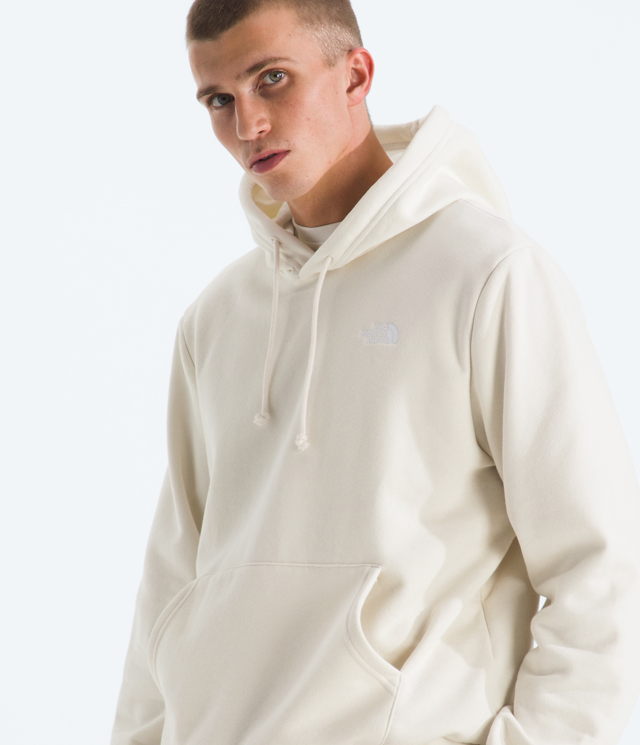 Poleron Evo Emb Hoodie Hombre Blanco Invierno-3