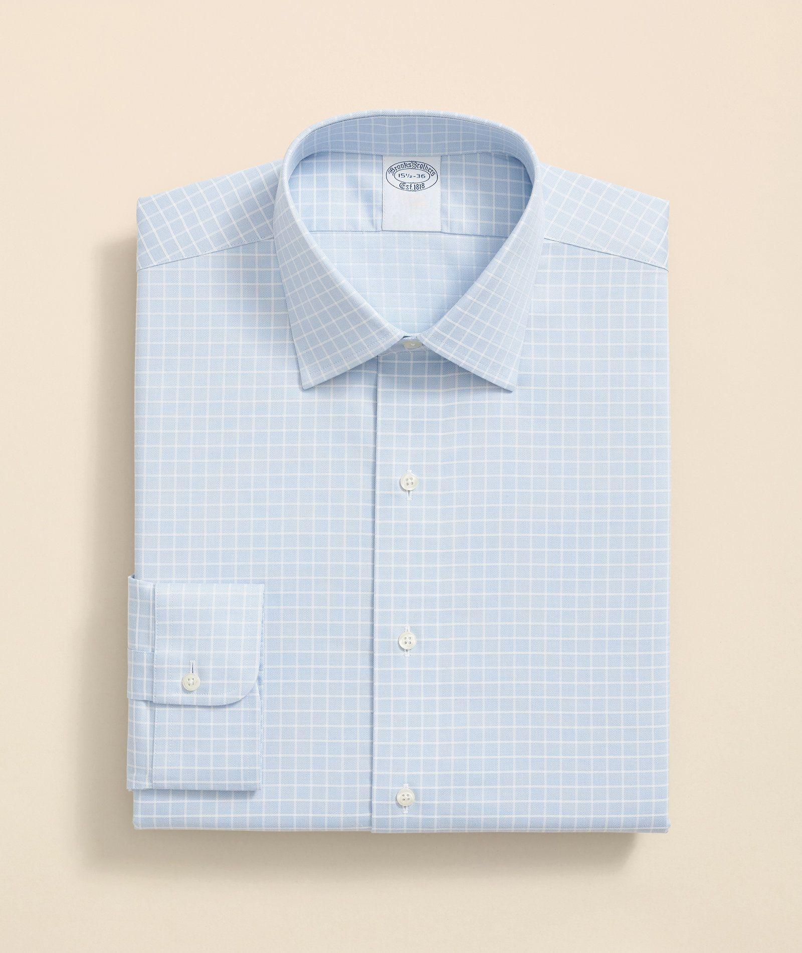 Camisa Brooks Brothers Hombre Ni Supima Dobby Graph Slim Celeste-2