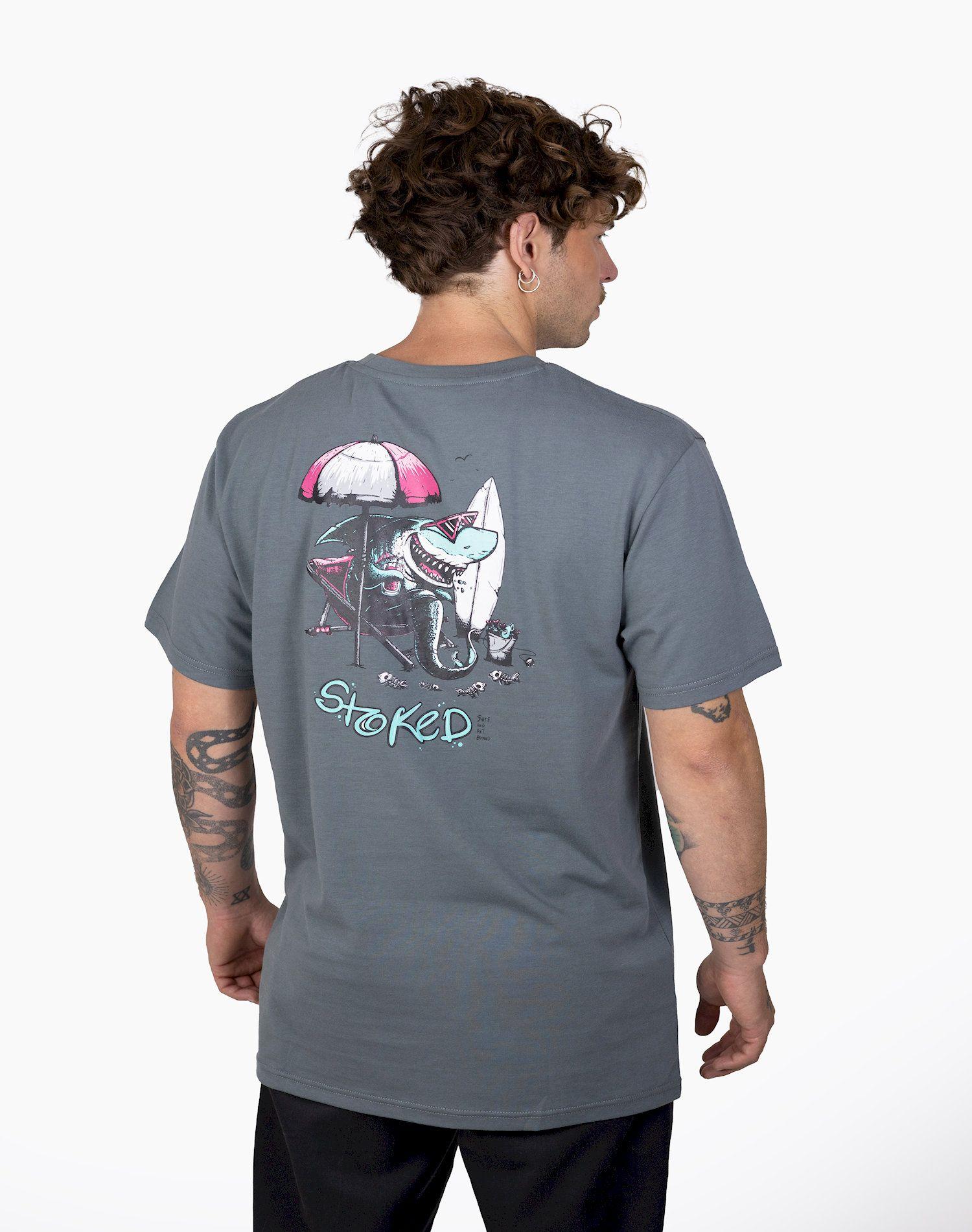 Polera Stoked Hombre Shark Gris-2