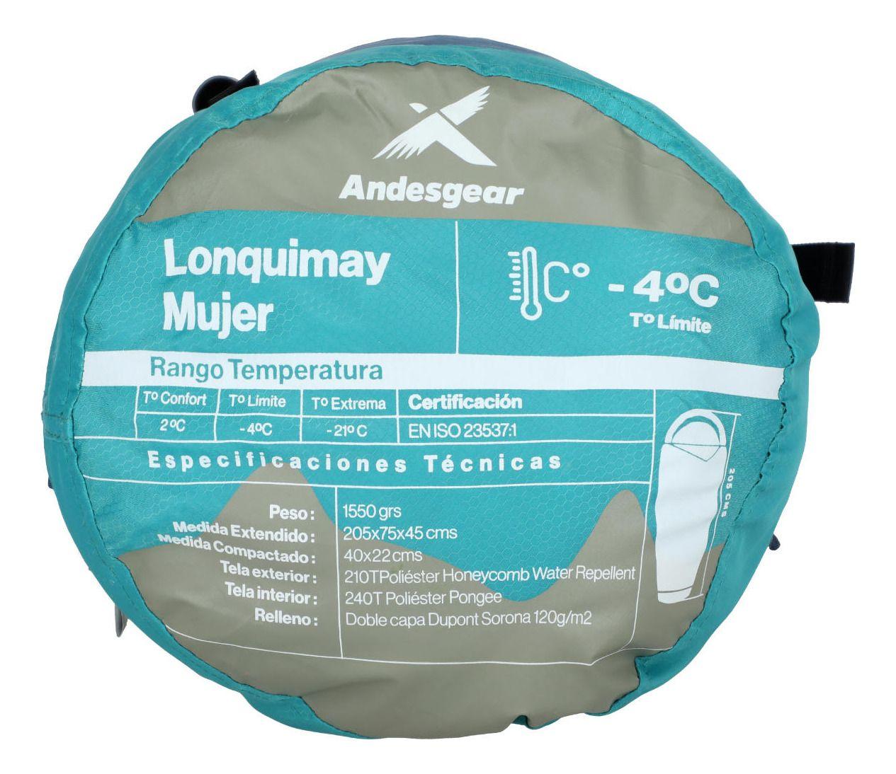 Saco Andesgear Mujer De Dormir Lonquimay -4ºc Celeste-2