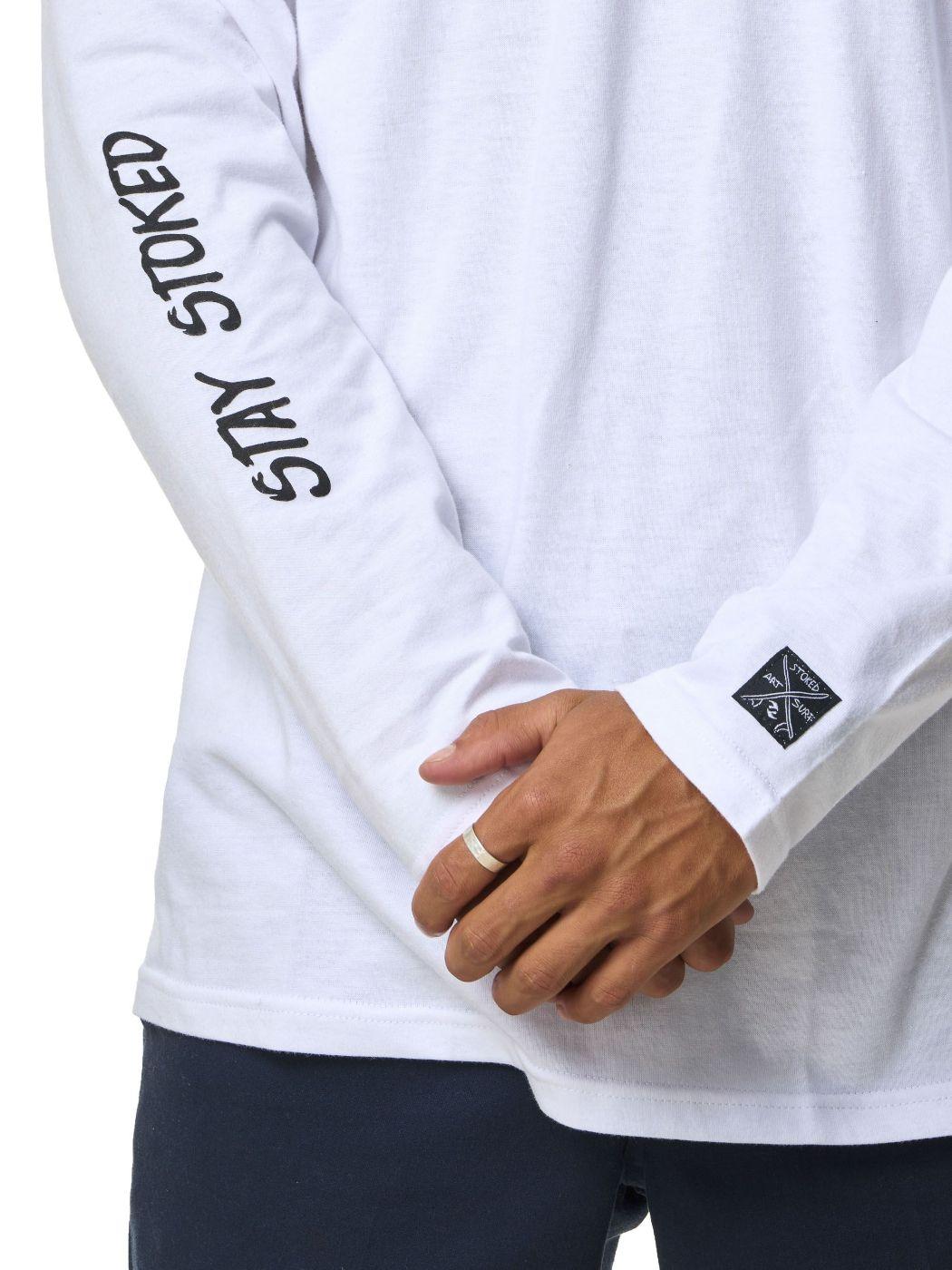 Polera Stoked Hombre Logo Ml Blanco-5