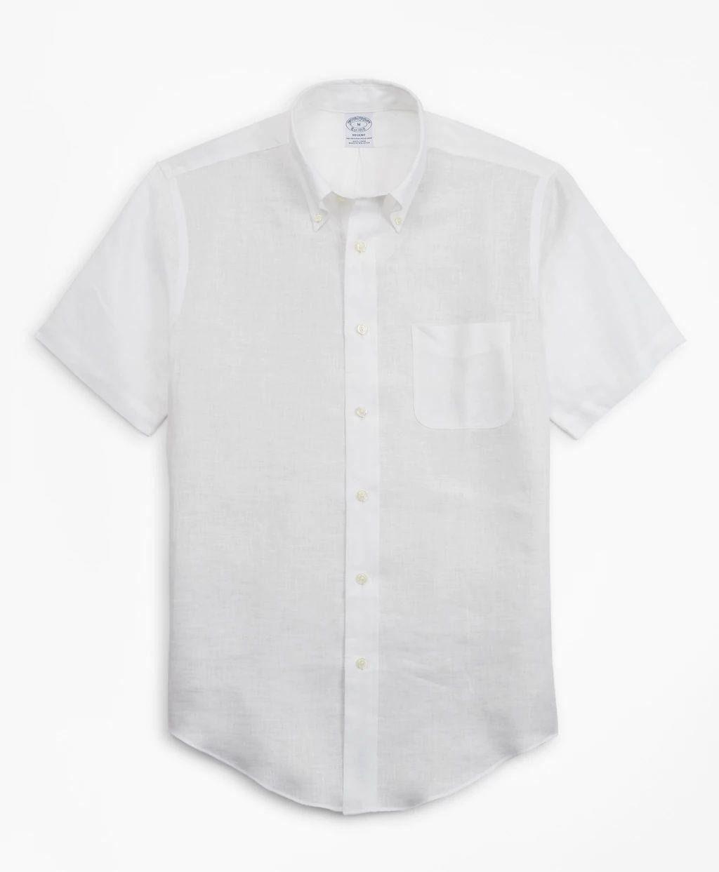 Camisa Brooks Brothers Hombre Regent Fit Irish Linen BB11 Blanco-0