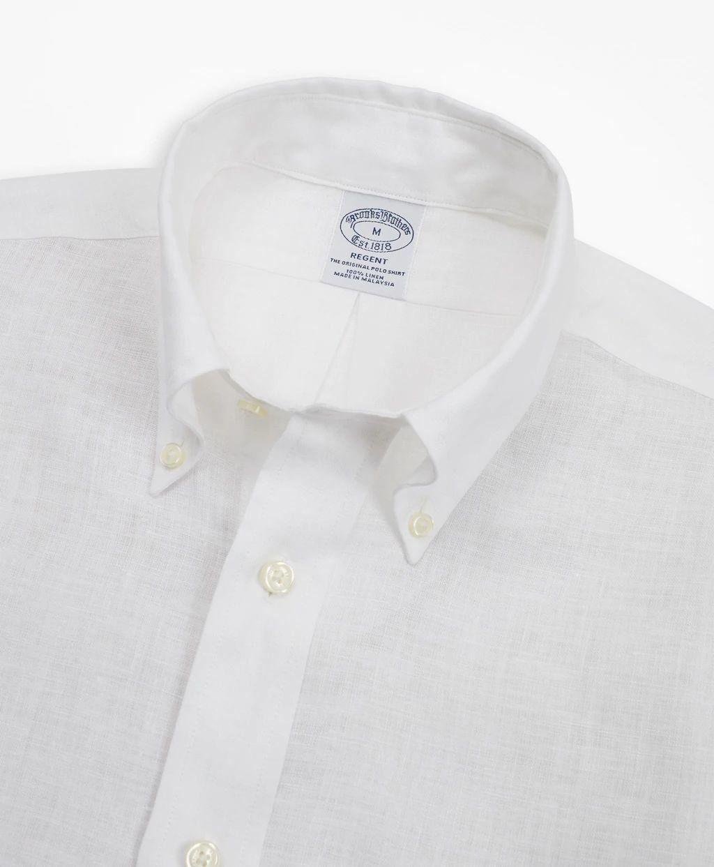 Camisa Brooks Brothers Hombre Regent Fit Irish Linen BB11 Blanco-1