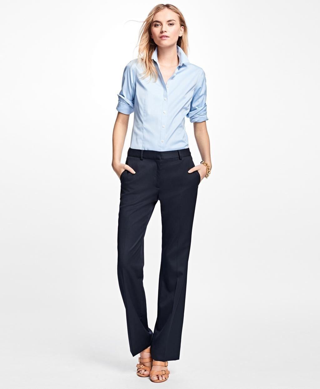 Blusa Brooks Brothers Mujer Tailored-fit Dress Celeste-1