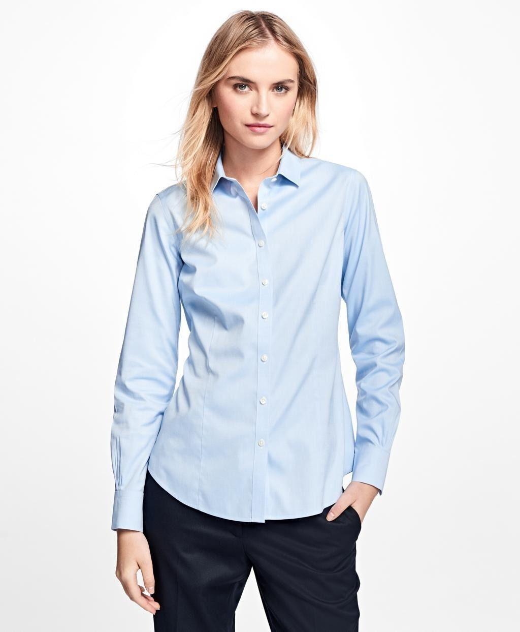 Blusa Brooks Brothers Mujer Tailored-fit Dress Celeste-2