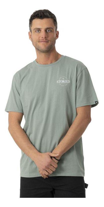 Polera Stoked Hombre Logo Reciclada Verde-0