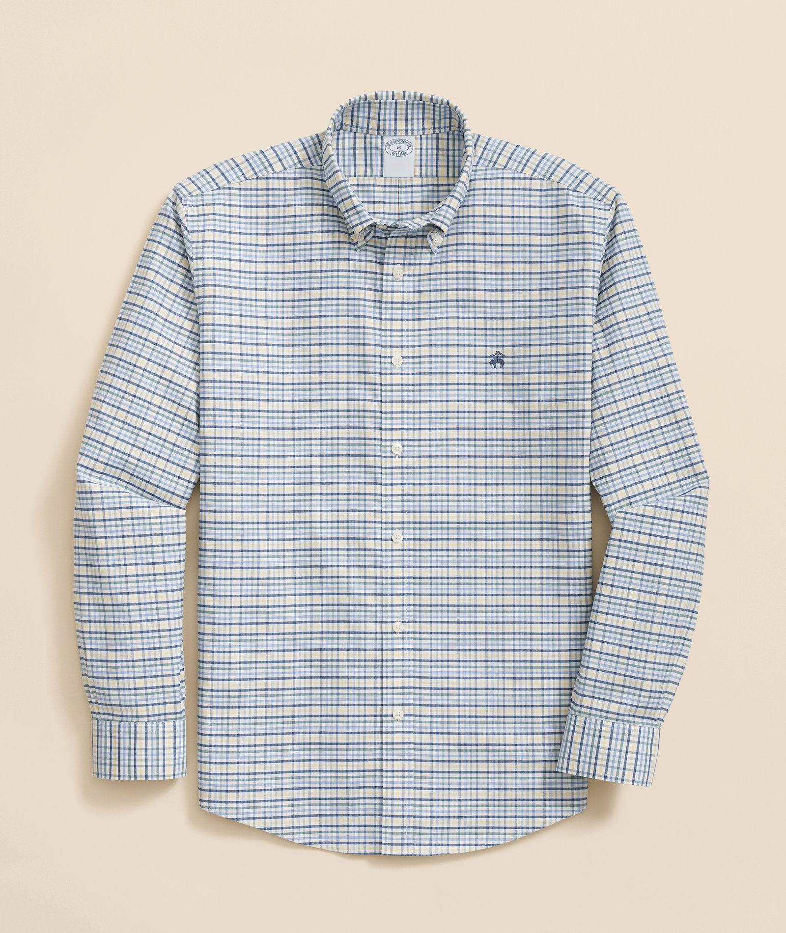 Camisa Brooks Brothers Hombre Ni Oxf Tattersall Reg Azul-0