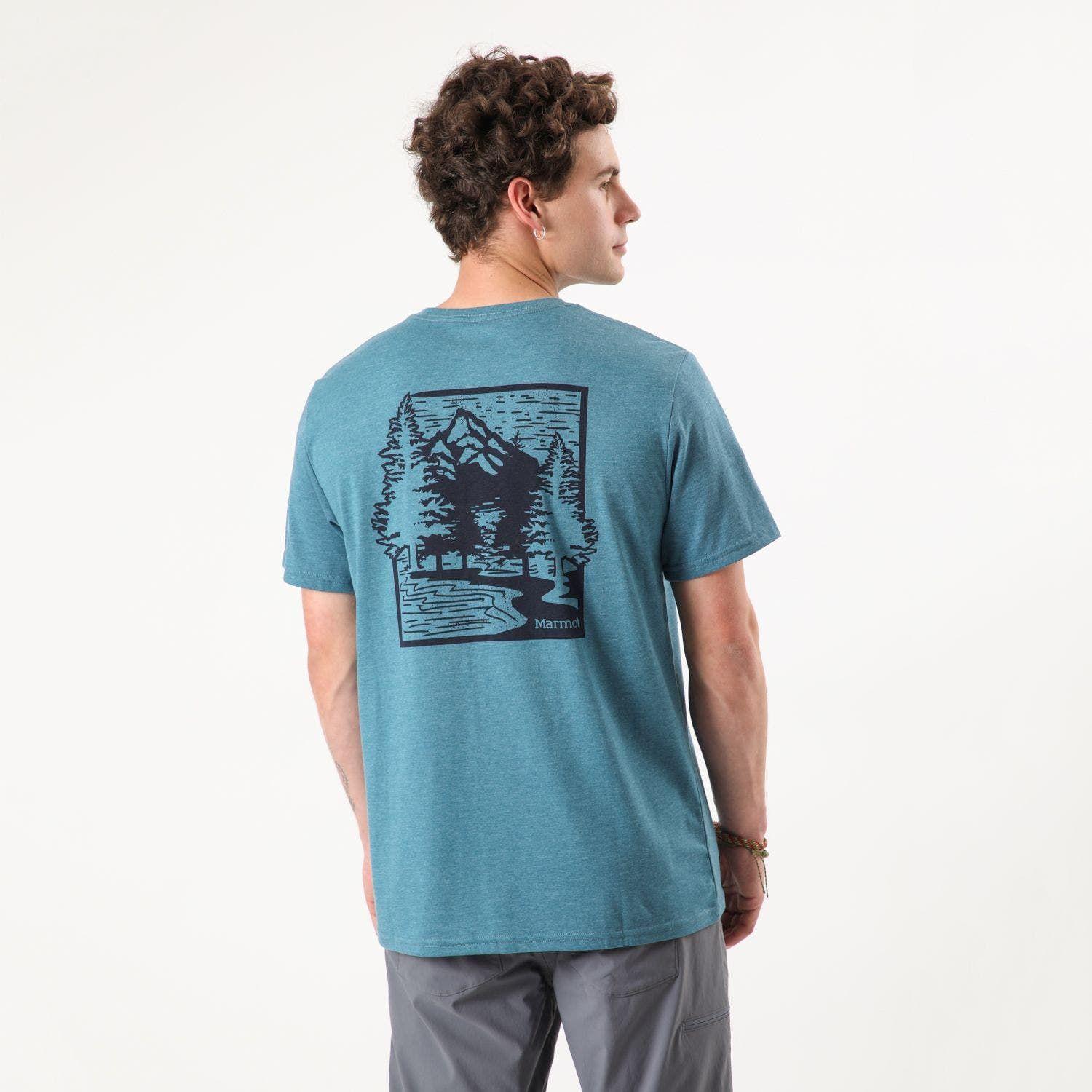Polera Marmot Hombre Woodcut Tee Azul-1