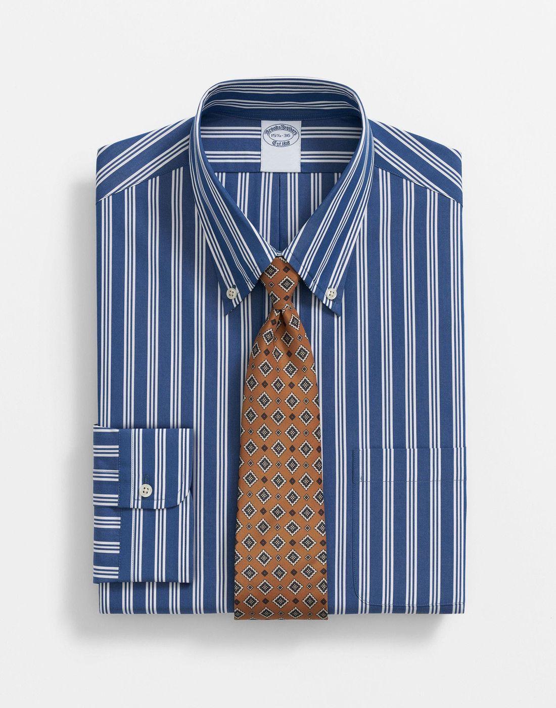 Camisa Brooks Brothers Hombre Ds Reg Fin Pbd Reg Azul-0