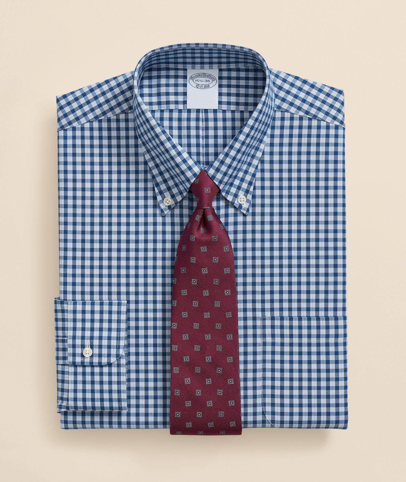 Camisa Brooks Brothers Hombre Ni Supima Check Slim Azul-0
