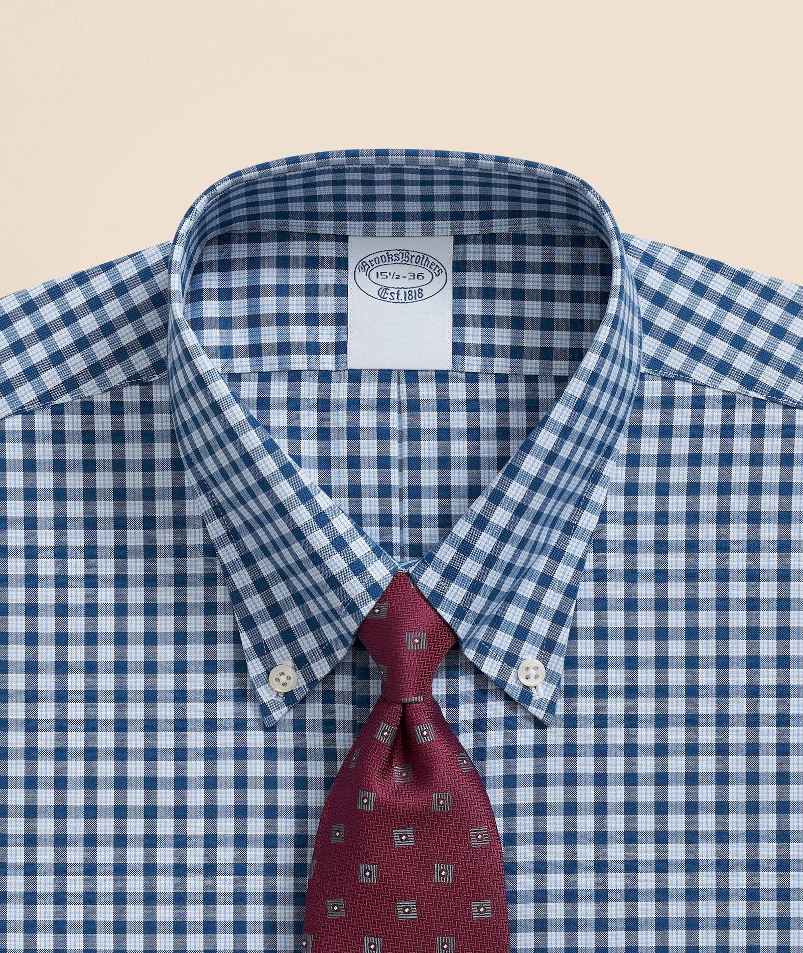 Camisa Brooks Brothers Hombre Ni Supima Check Slim Azul-1