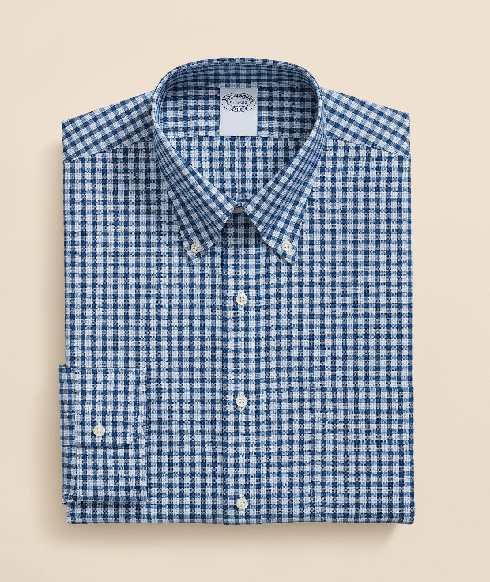 Camisa Brooks Brothers Hombre Ni Supima Check Slim Azul-2