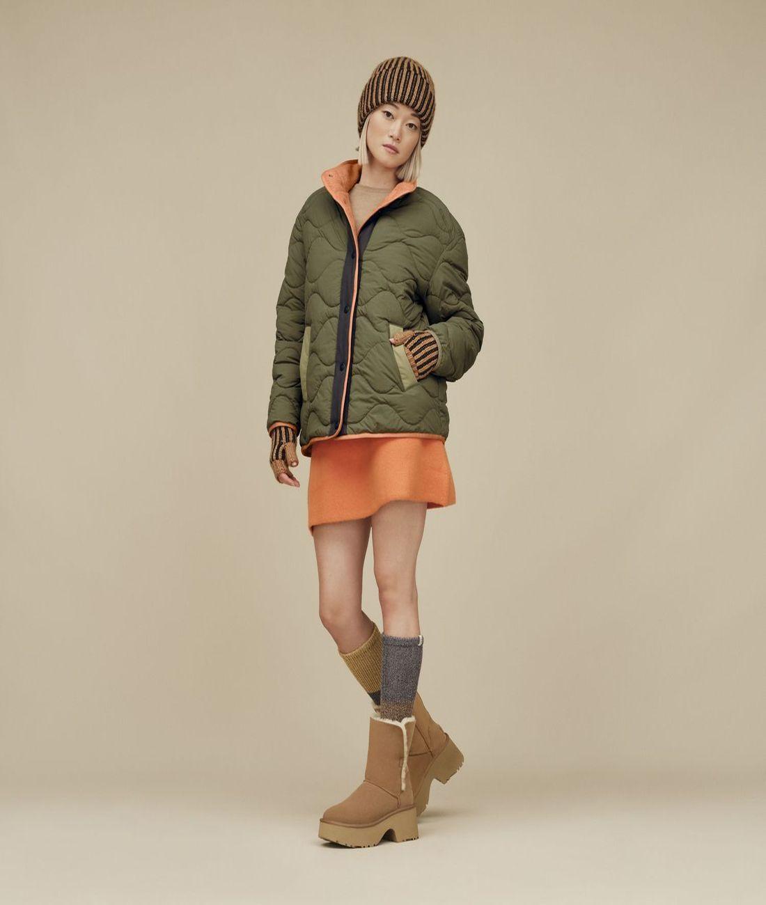 Poleron Ugg Mujer Jazlyn Quilted Jacket Verde-3