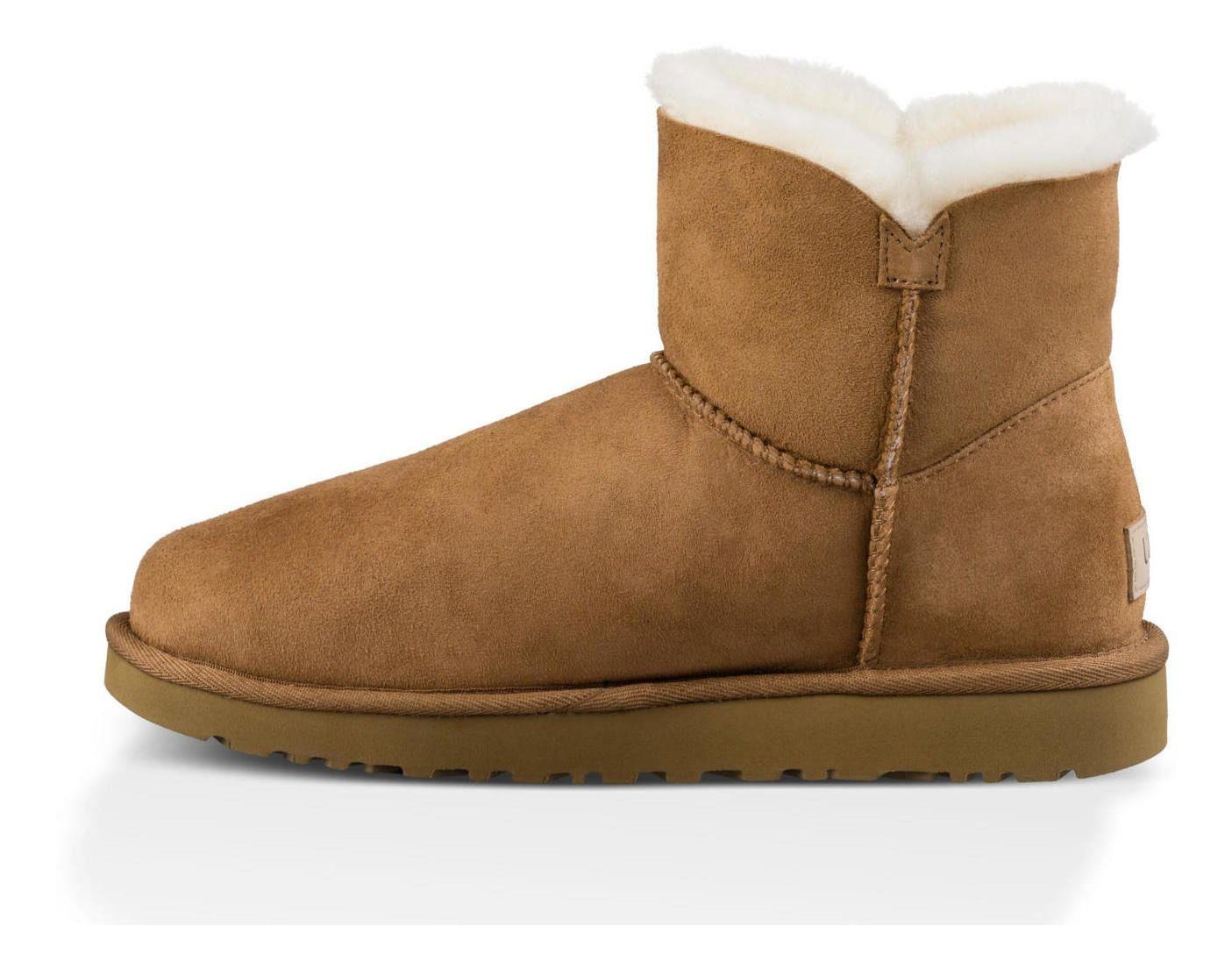 Botas UGG Mujer Mini Bailey Button Ii Café-2