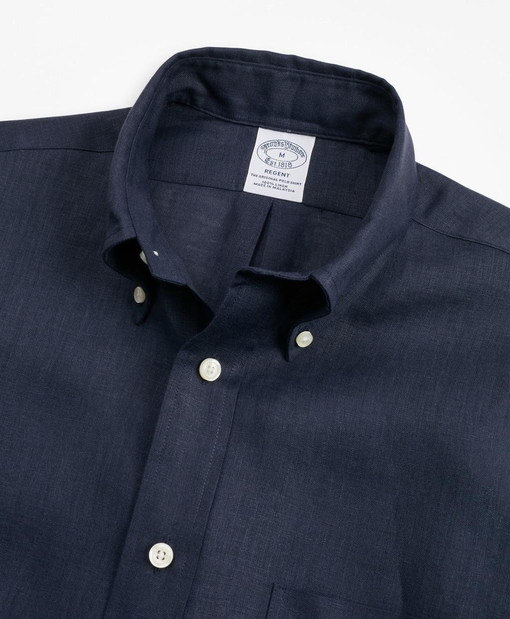 Camisa Brooks Brothers Hombre Regent Fit Irish Linen Azul-1