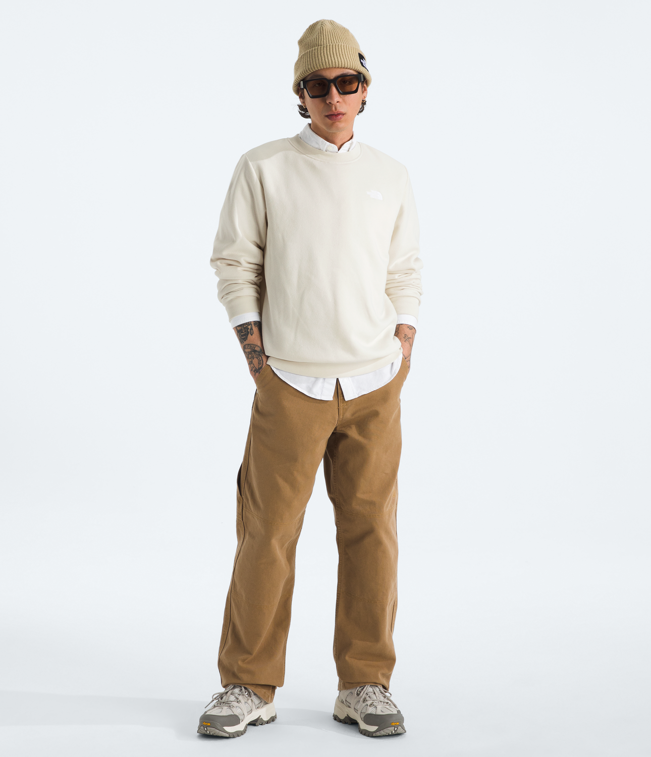 Poleron Evo Simple Dome Crew Hombre Blanco Invierno-3