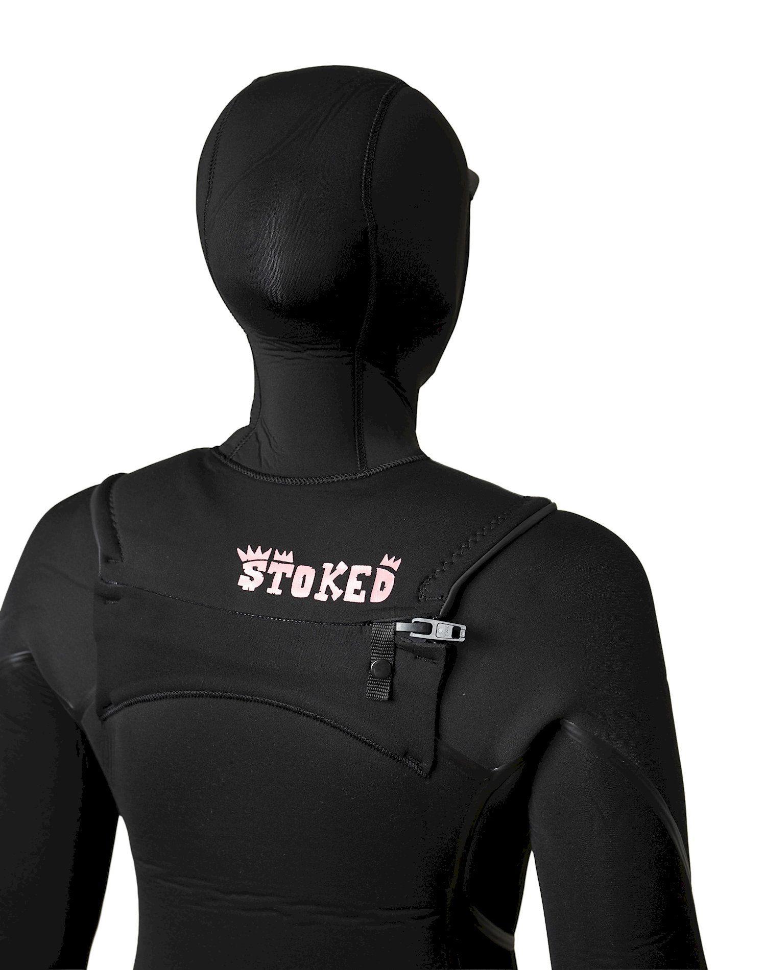 Traje de Surf Stoked Mujer G5 5/4/3 Removable Hood Negro-3