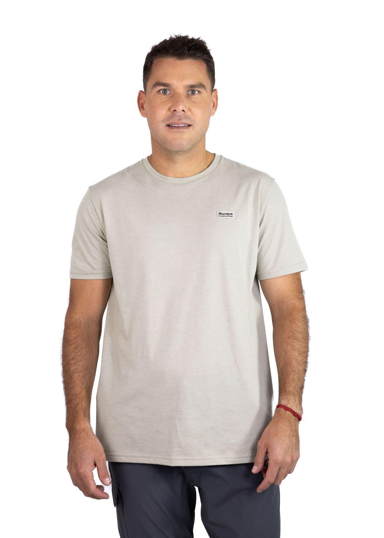 Polera Marmot Hombre Chest Vintage Label Tee Gris-3
