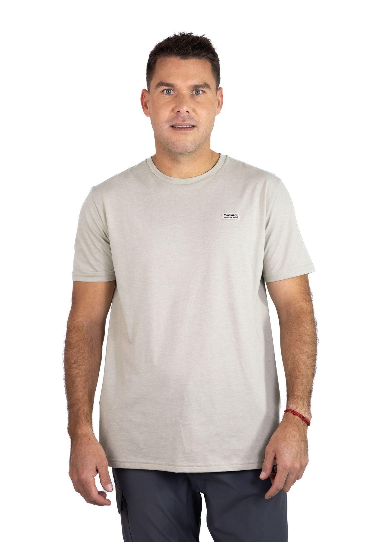 Polera Marmot Hombre Chest Vintage Label Tee Gris-5