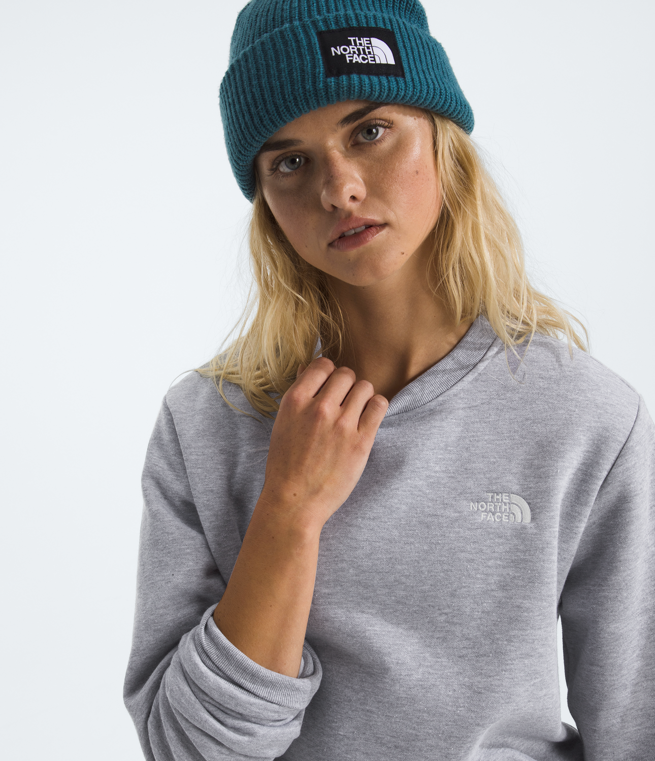Poleron Evo Simple Dome Crew Mujer Gris-5