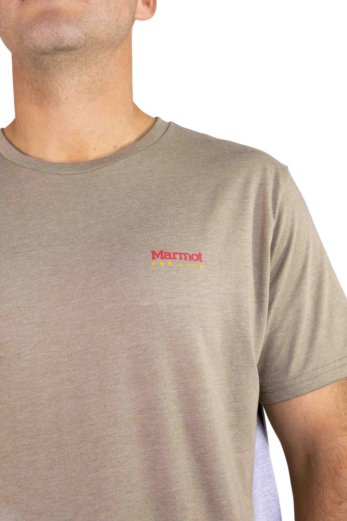 Polera Marmot Hombre For Life Chest Logo Tee Café-3