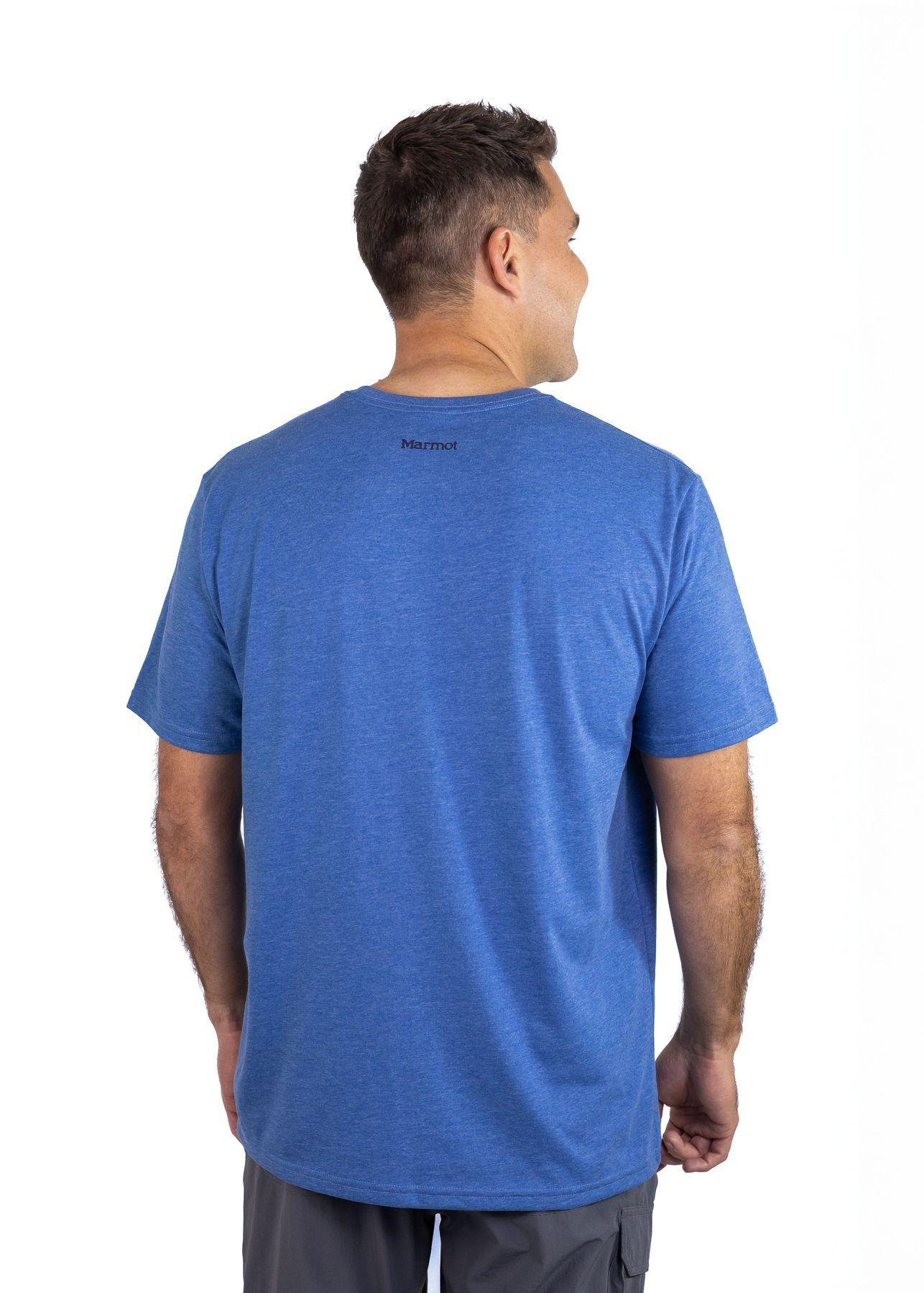 Polera Marmot Hombre Chest Vintage Label Azul V25-2