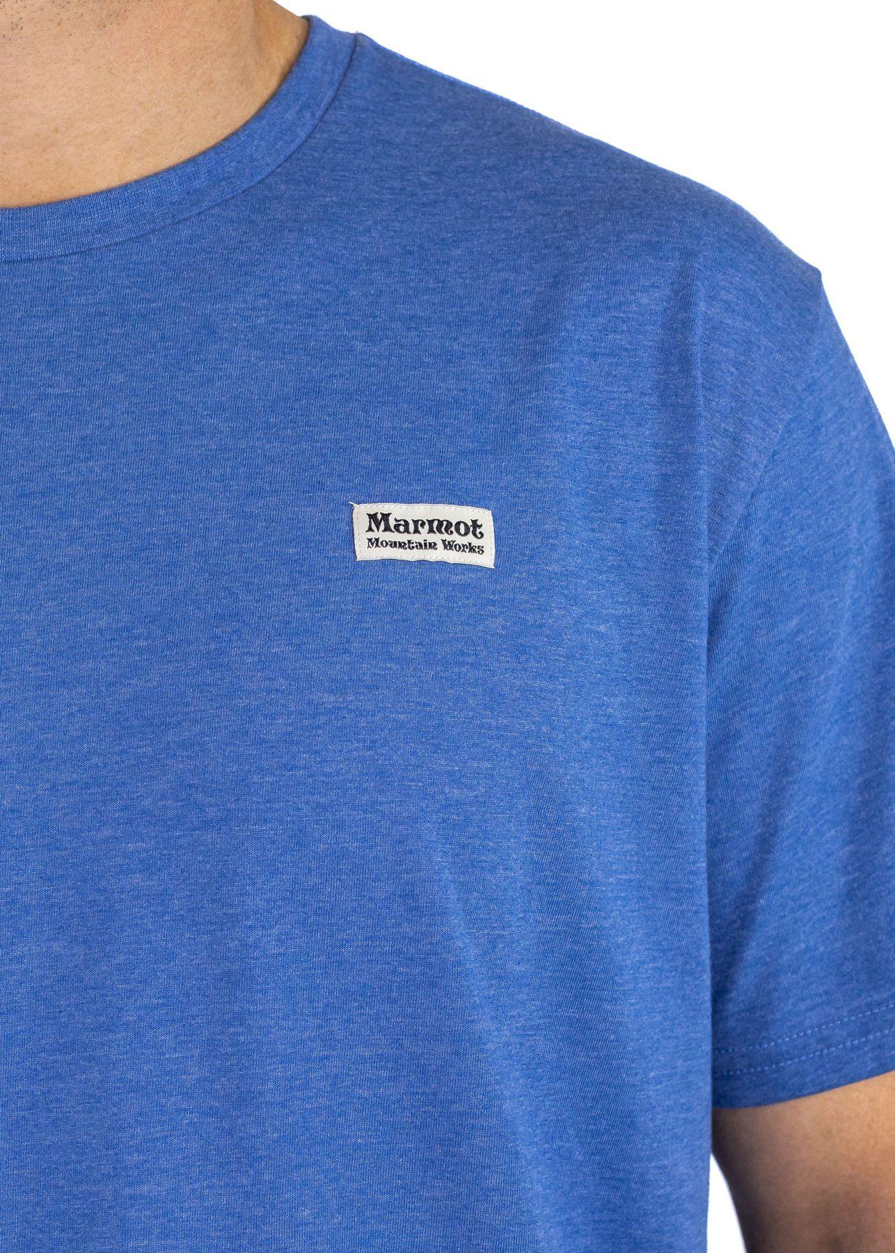 Polera Marmot Hombre Chest Vintage Label Azul V25-3