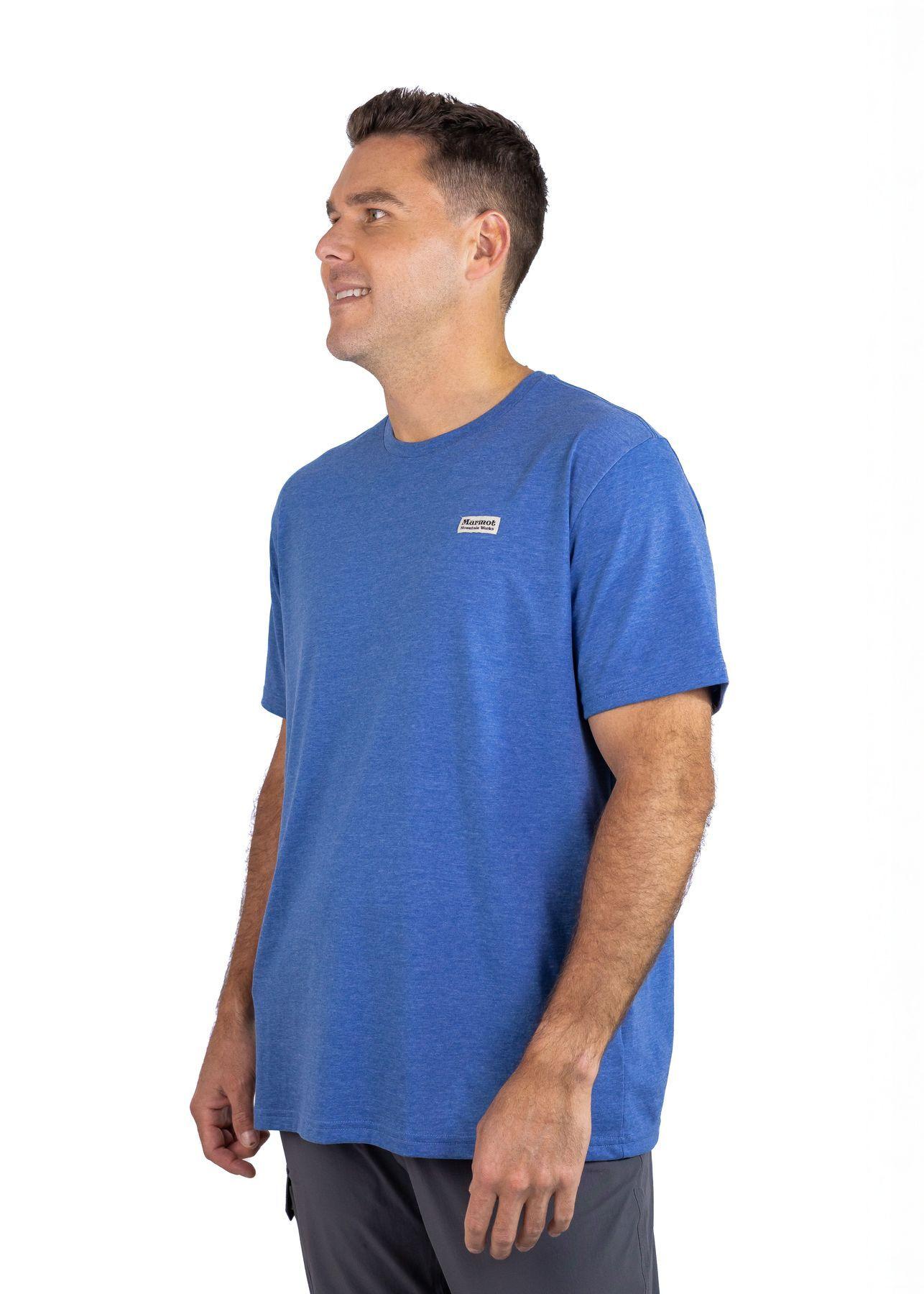 Polera Marmot Hombre Chest Vintage Label Azul V25-6