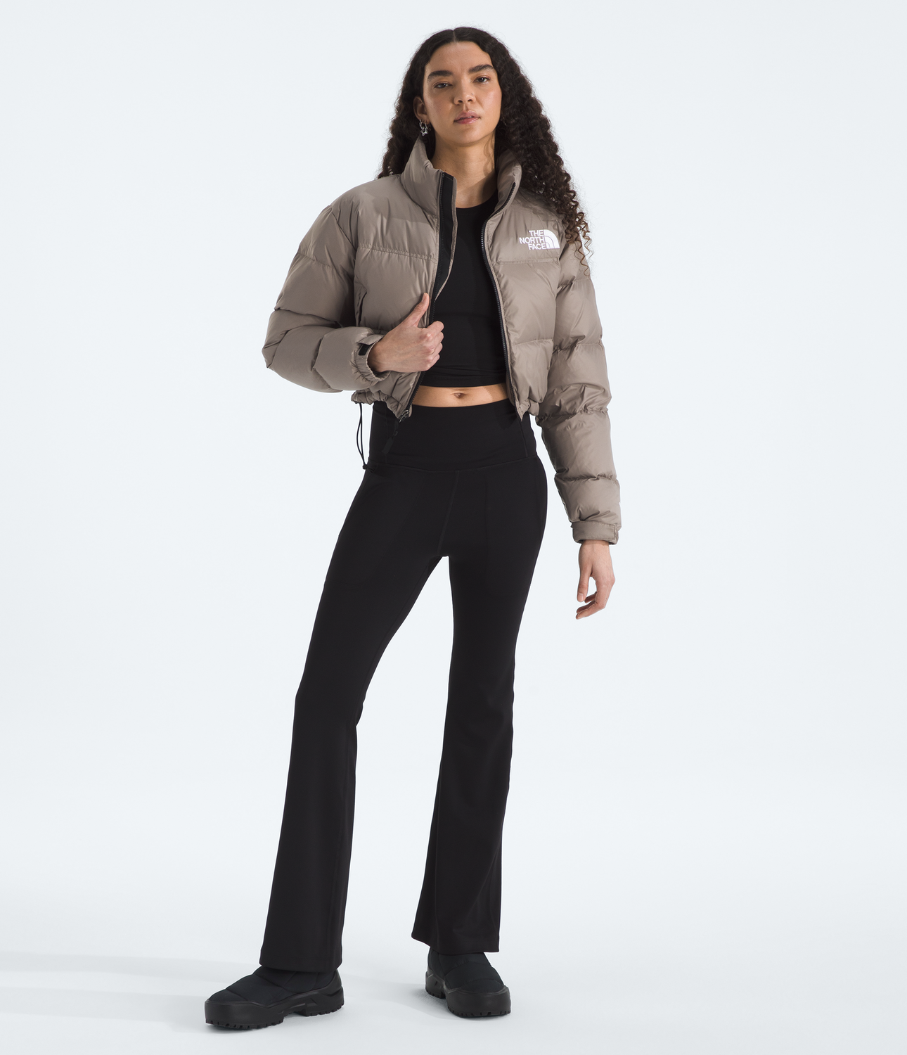 Chaqueta De Pluma 1996 Retro Nuptse Short Mujer Café Claro-4