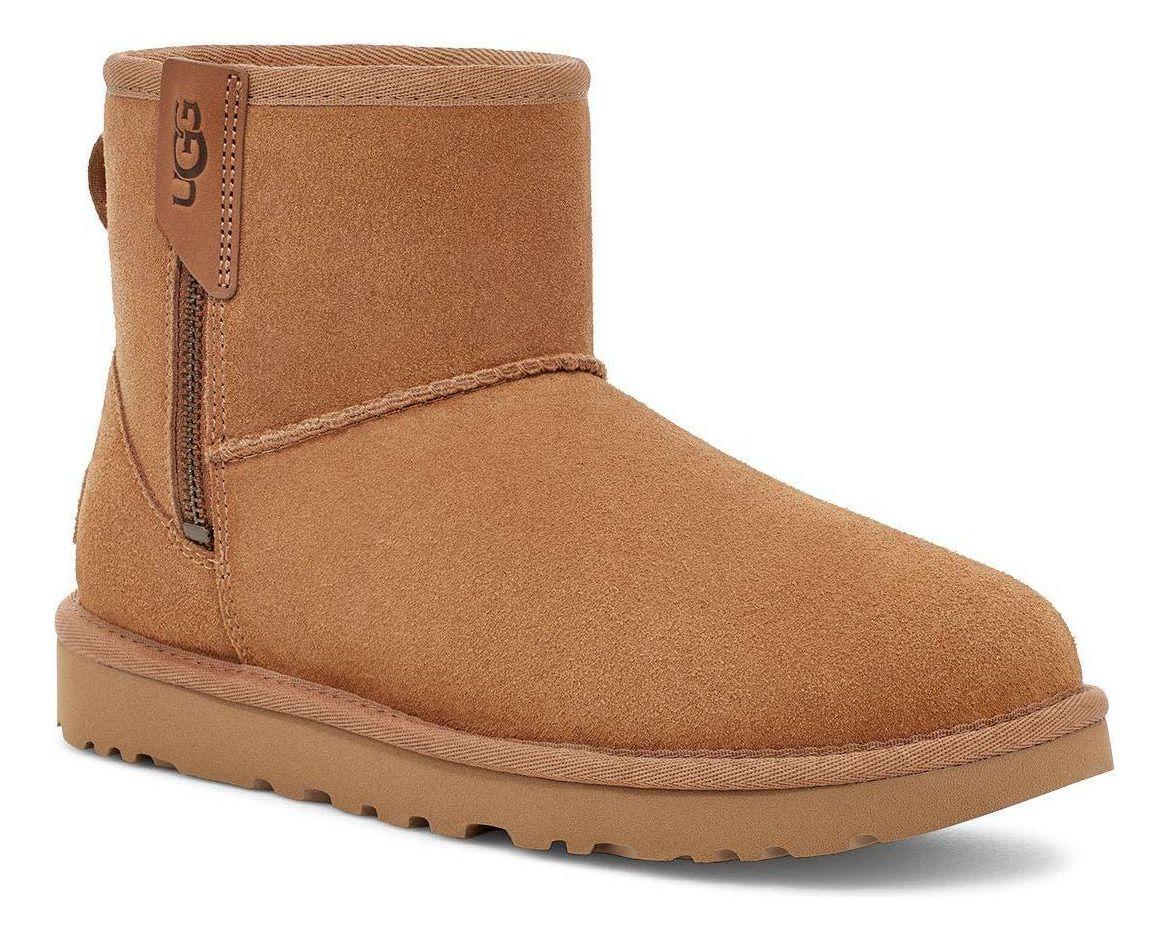 Bota UGG Mujer Classic Mini Bailey Zip Café-1