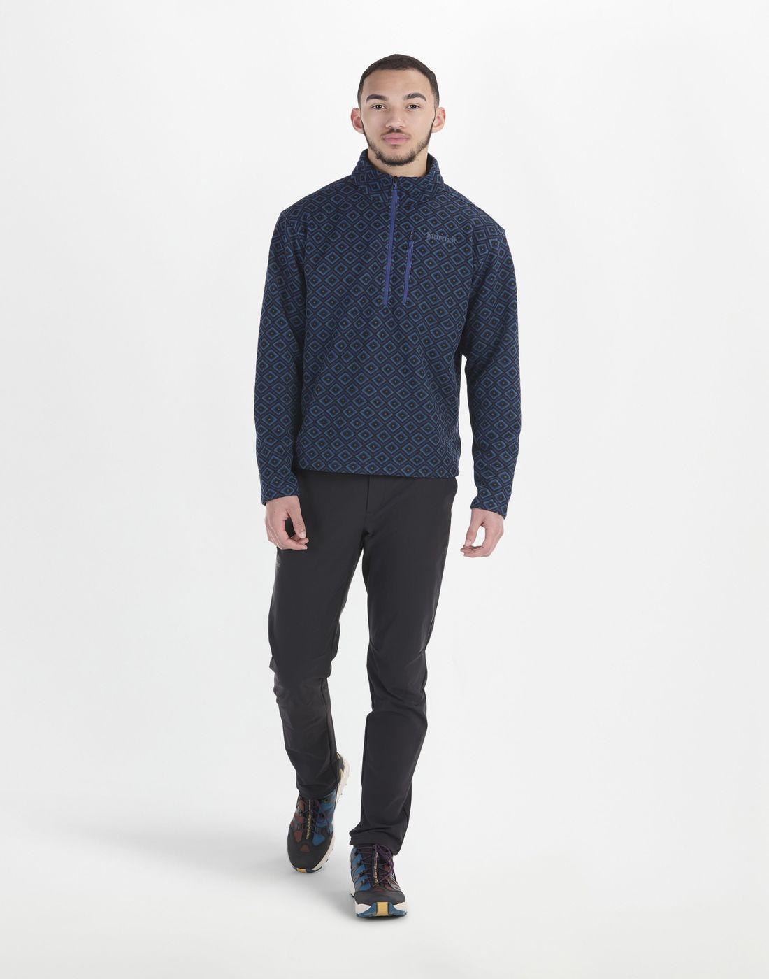 Polar Marmot Hombre Heavyweight Drop Line Printed Half Zip Azul-2