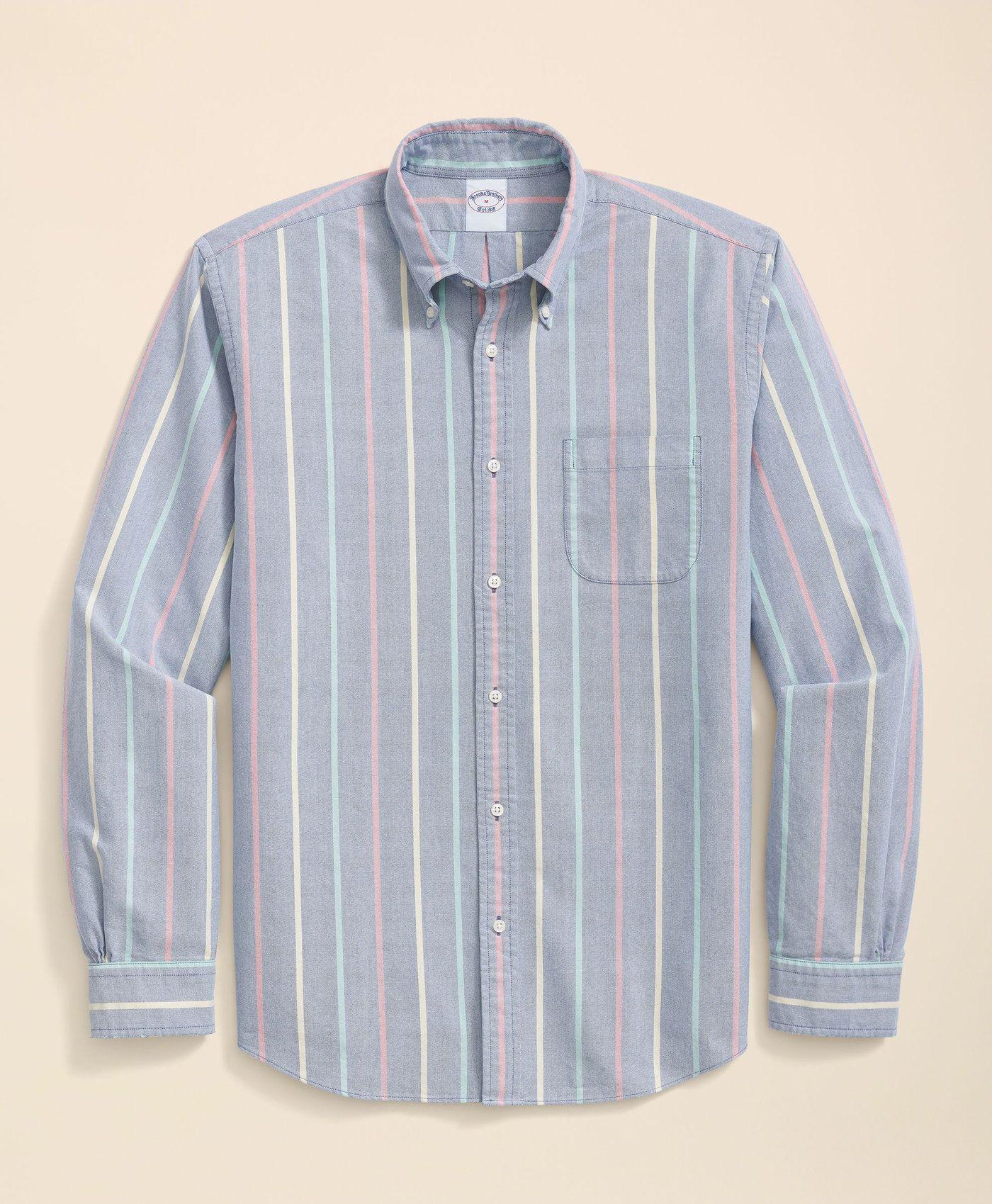 Camisa Brooks Brothers Hombre Spt Fdy Ox Stripes Azul-0