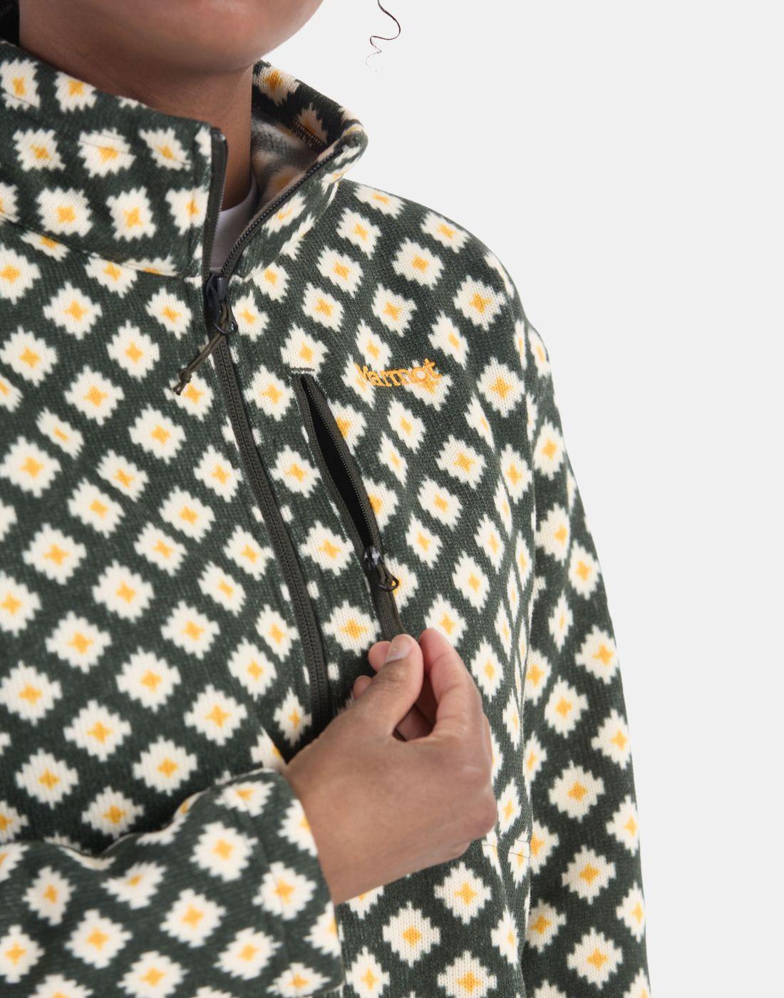 Polar Marmot Mujer W Heavyweight Drop Line Printed Half Zip Verde-3
