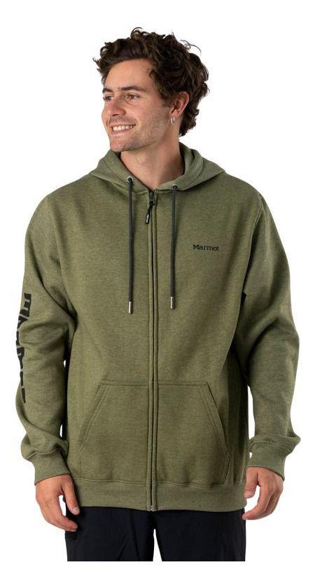 Polerón Marmot Hombre Sleeve Logo Full Musgo Verde-3